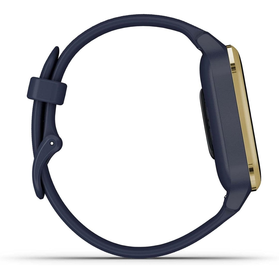 Venu Sq – Music Edition Light Gold Aluminum Bezel with Navy Case and Silicone Band