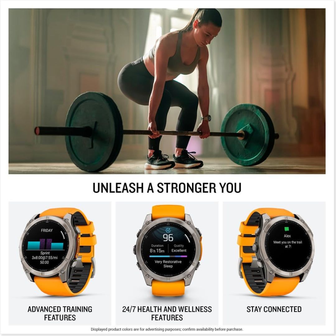 Garmin fēnix 8 – 51 mm, AMOLED, Sapphire, Premium Multisport GPS Smartwatch, Long-Lasting Battery Life, Dive-Rated, Built-in LED Flashlight, Titanium with Spark Orange/Graphite Band