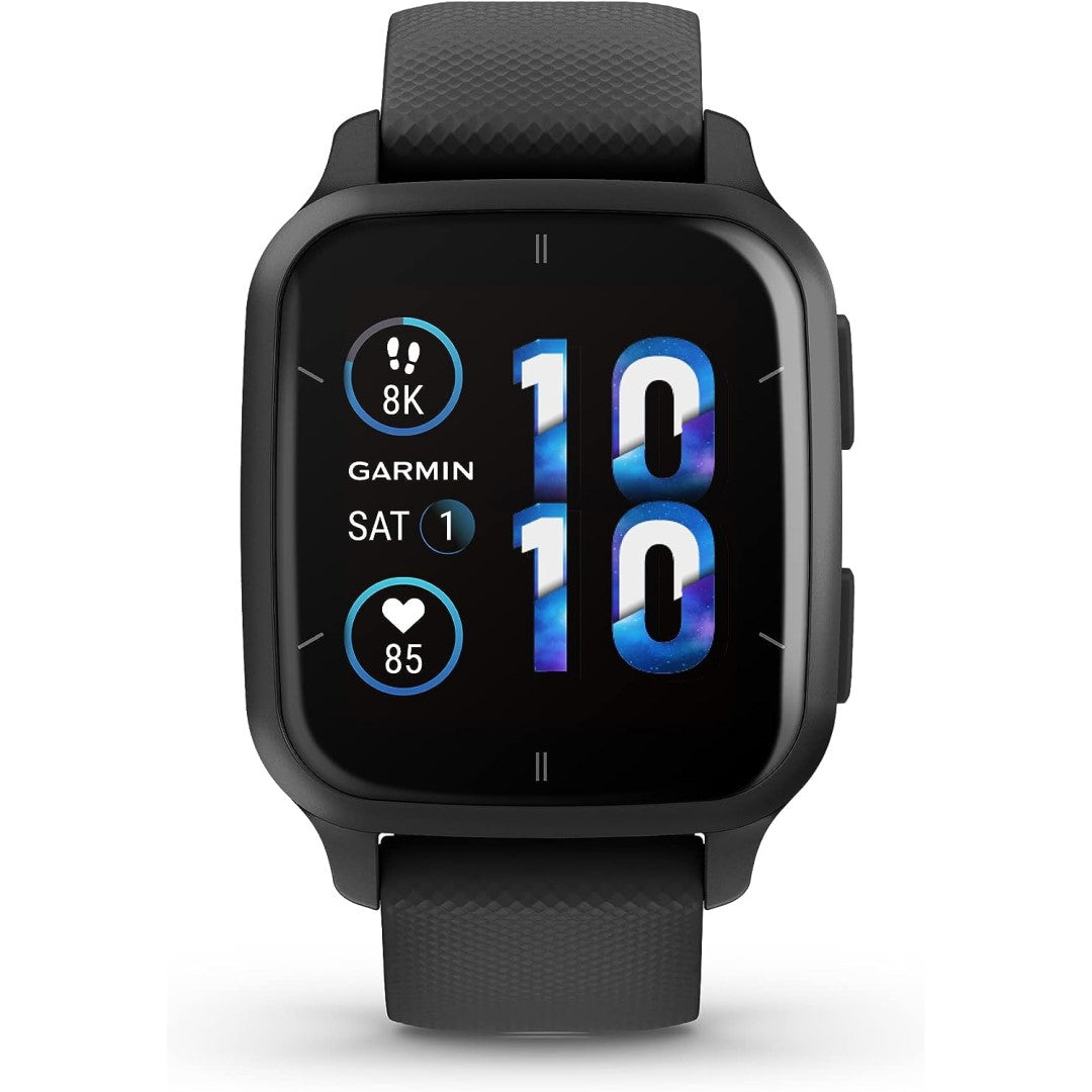 Venu Sq 2 - Music Edition Slate Aluminum Bezel with Black Case and Silicone Band