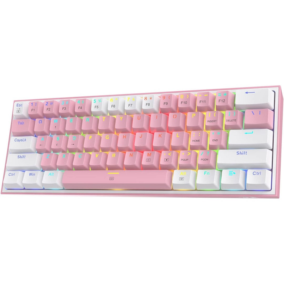 K617 Fizz 60% Wired Compact Mechanical Keyboard Linear Red Switch - White & Pink