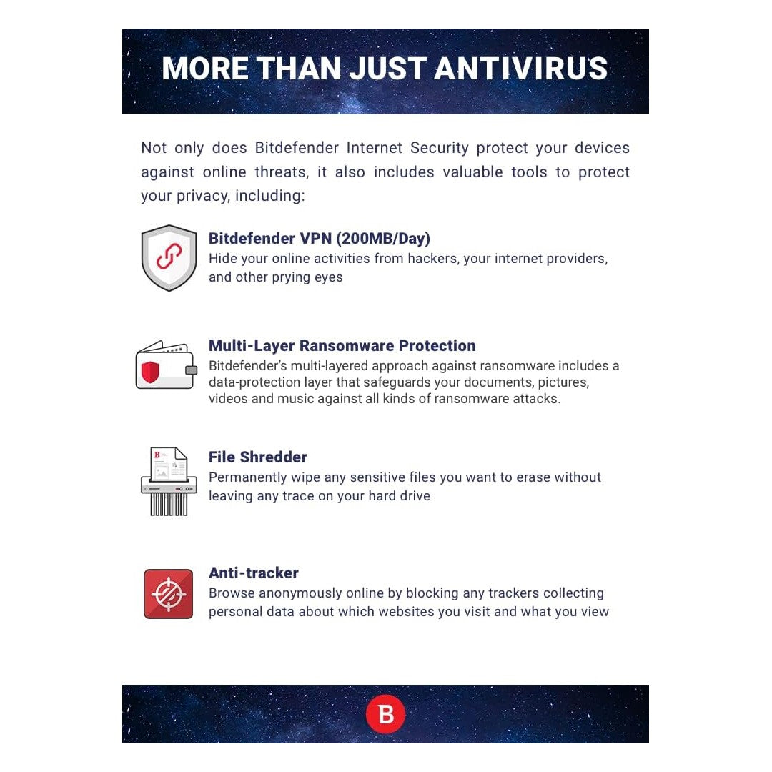 Bitdefender Internet Security - 1 Year - 3 Users - Digital Download