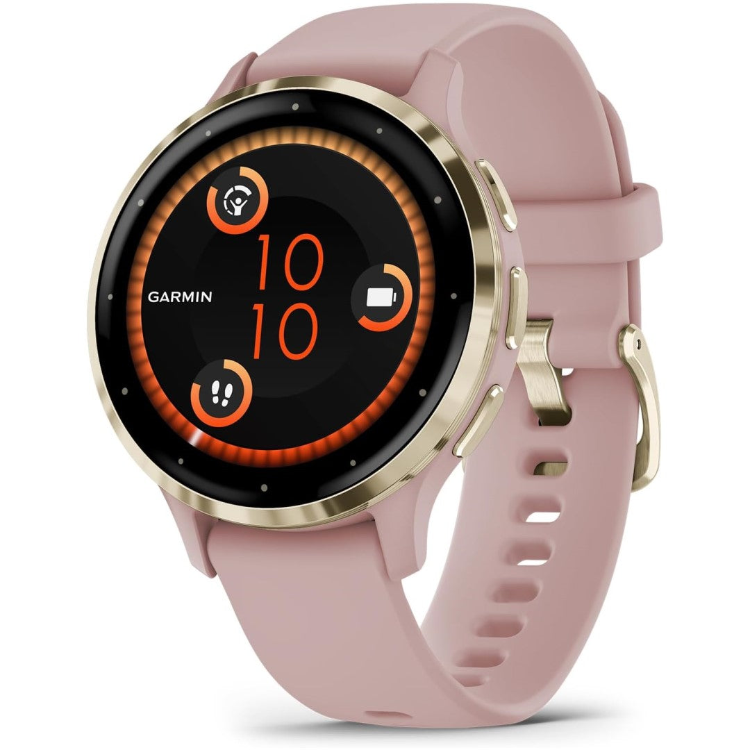 Venu 3S - Soft Gold Stainless Steel Bezel with Dust Rose Case and Silicone Band