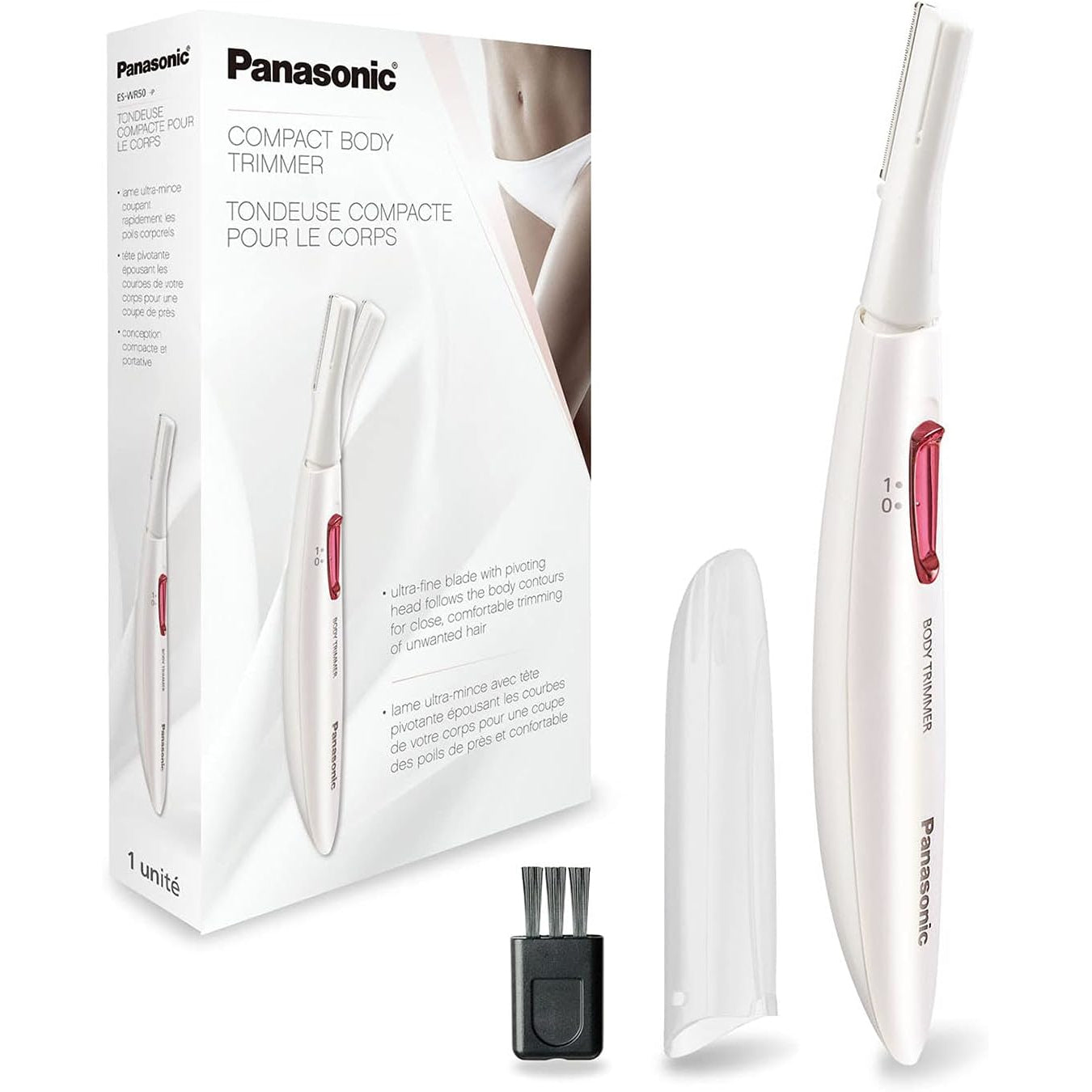 Panasonic Full Body Hair Removal for Women, Portable Sleek Design, Gentle for Bikini, Underarm, Legs Areas- ES-WR50-P, Pink