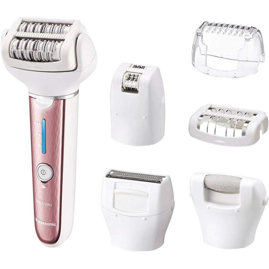 Panasonic ESEL8A Pink Rechargeable Epilator with Pumice Stone, 9-Piece Set