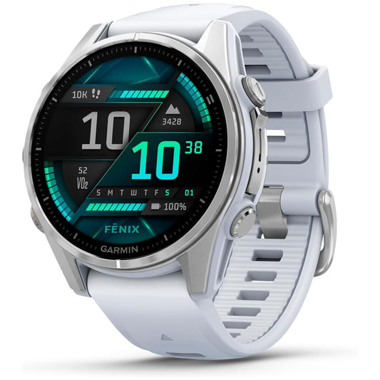 Garmin fenix 8 – 43 mm, AMOLED Silver with Whitestone Silicone Band