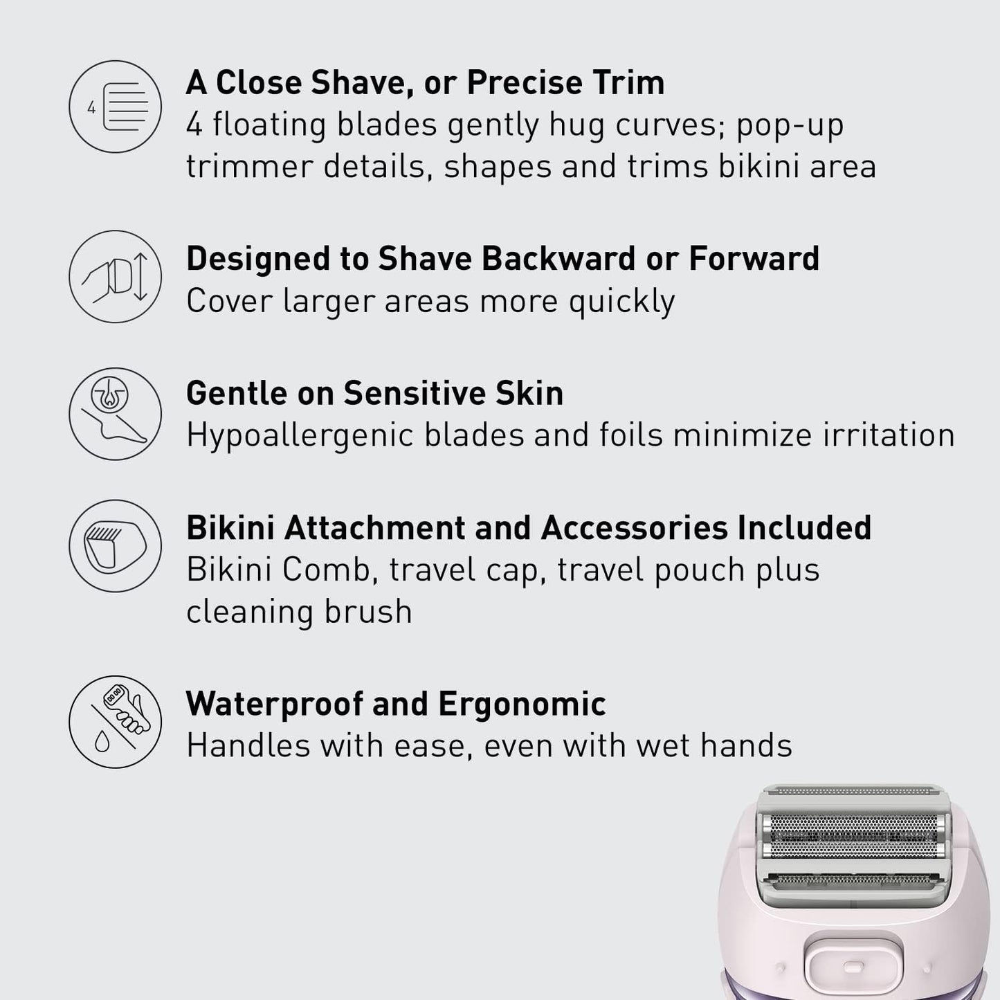 Panasonic ESWL80 Wet/Dry Electric Shaver for Women, Pink
