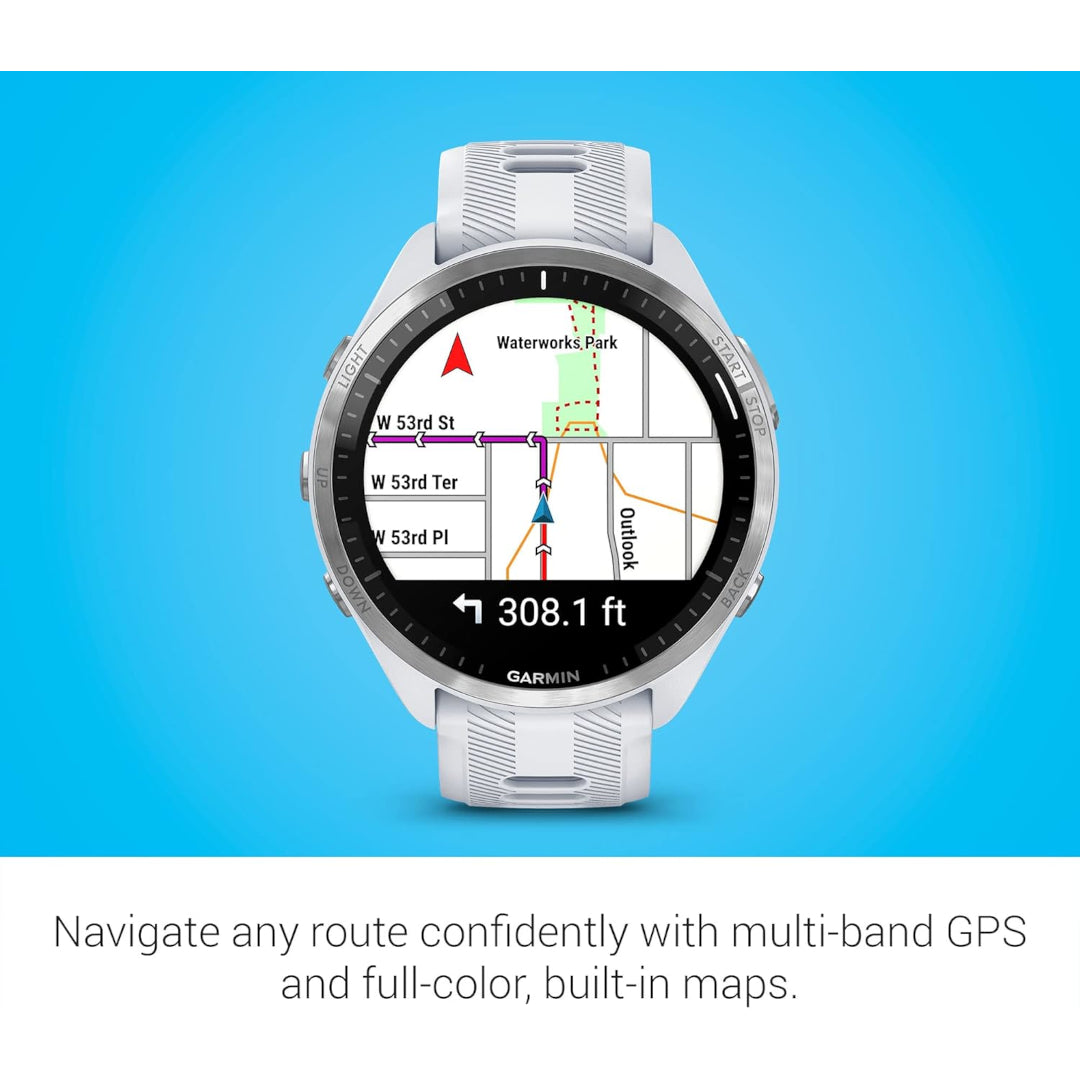 Garmin Forerunner 965 Running Smartwatch, Colorful AMOLED Display, Training Metrics and Recovery Insights, Whitestone and Powder Gray
