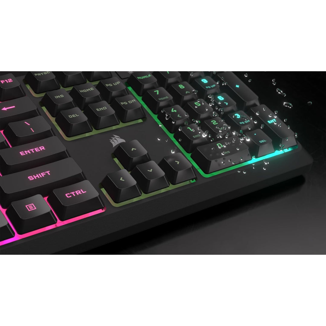 CORSAIR K55 CORE RGB Membrane Wired Gaming Keyboard – Quiet, Responsive Switches – Spill Resistance – Ten-Zone RGB – Media Keys – iCUE Compatible – QWERTY NA – PC, Mac – Black