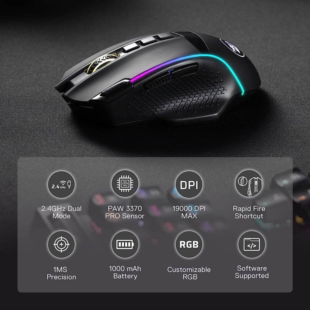 M991 Wireless Gaming Mouse RGB 2.4GHz - Black