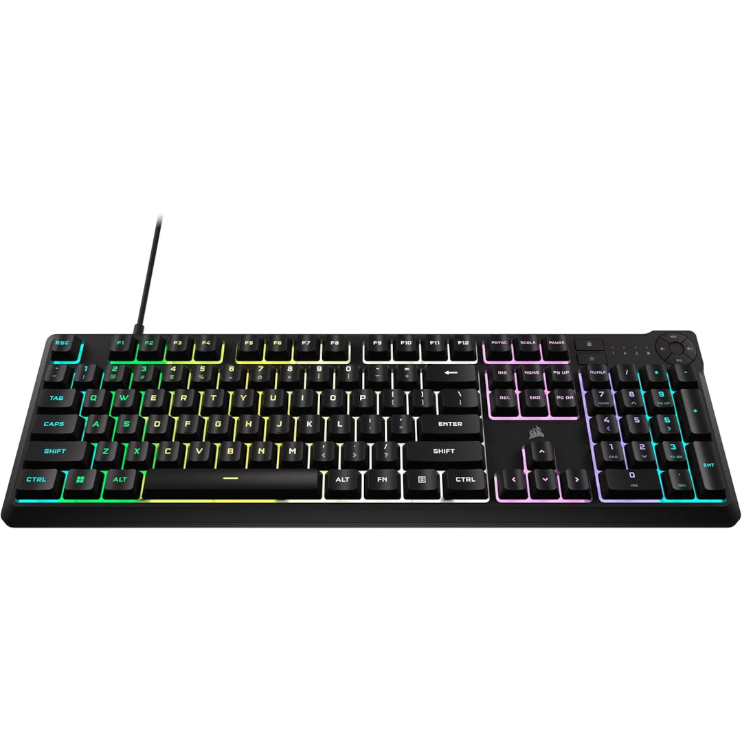 CORSAIR K55 CORE RGB Membrane Wired Gaming Keyboard – Quiet, Responsive Switches – Spill Resistance – Ten-Zone RGB – Media Keys – iCUE Compatible – QWERTY NA – PC, Mac – Black