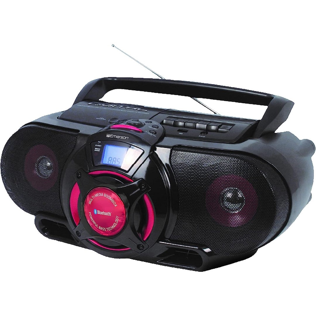 Boombox Portable Bluetooth, MP3/CD AM/FM Stereo Radio Cassette Player & Recorder