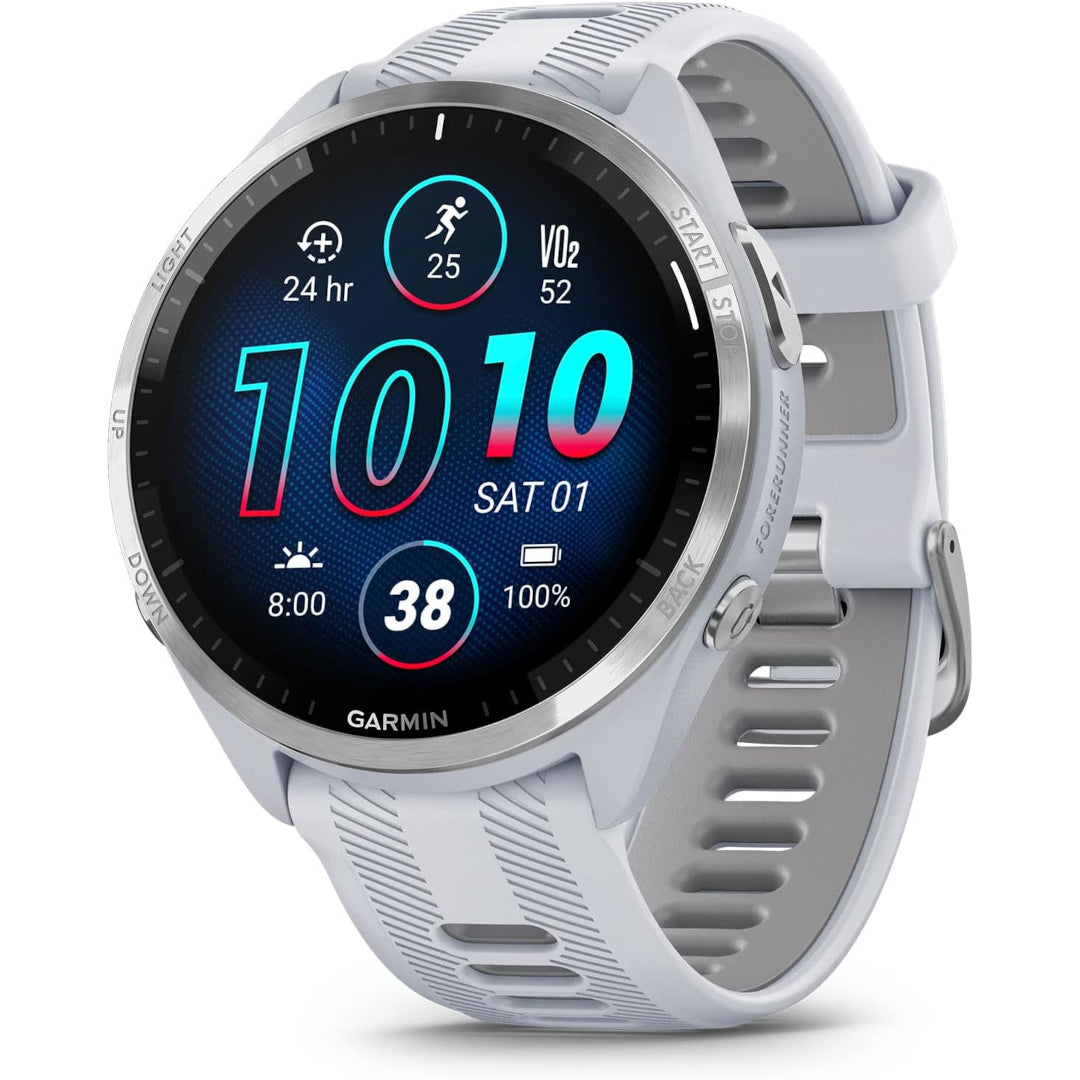 Garmin Forerunner 965 Running Smartwatch, Colorful AMOLED Display, Training Metrics and Recovery Insights, Whitestone and Powder Gray