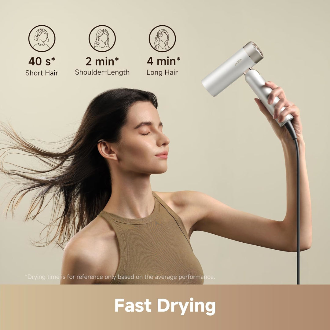 MOVA Flip 10 High-speed Hair Dryer, 0.66 lb Ultra-Lightweight Blow Dryer for Ultra-fast Drying, Versatile Styling for Curling and Smoothing, 300 Million Negative Ions, Advanced Hair Protecting Hairdryer