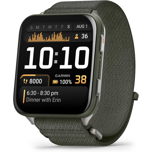 Garmin Venu X1 Moss with Titanium Caseback and Moss ComfortFit Nylon Band