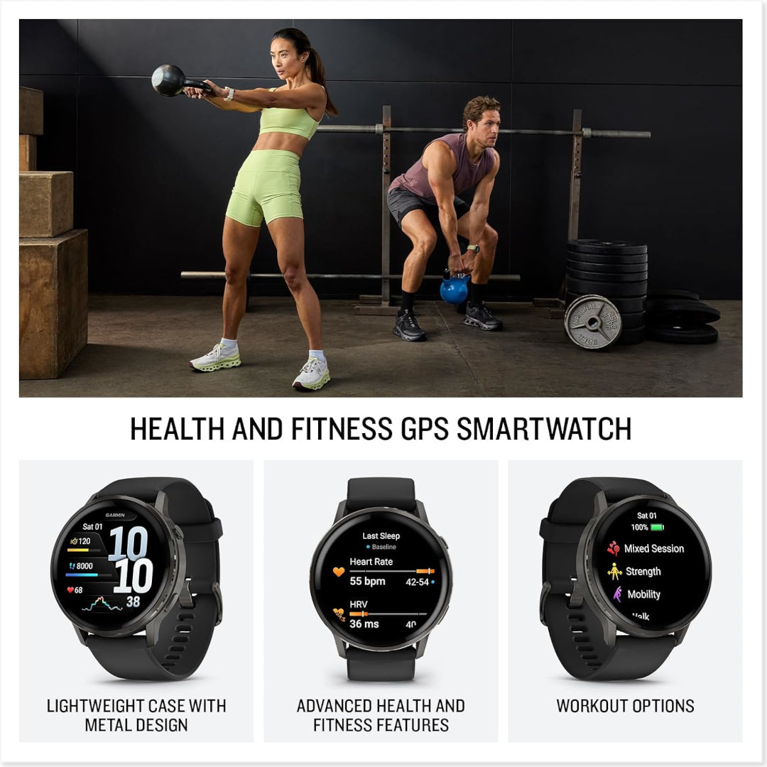 Garmin Venu 4 – 45 mm, Slate with Black Band