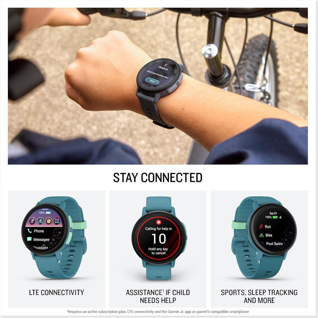 Garmin Bounce™ 2, Kids Smartwatch with Calling, Messaging and Location Tracking Features, Turquoise