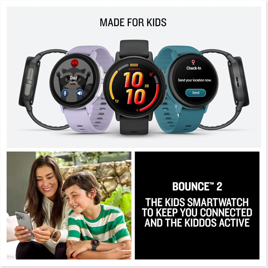 Garmin Bounce™ 2, Kids Smartwatch with Calling, Messaging and Location Tracking Features, Slate Gray