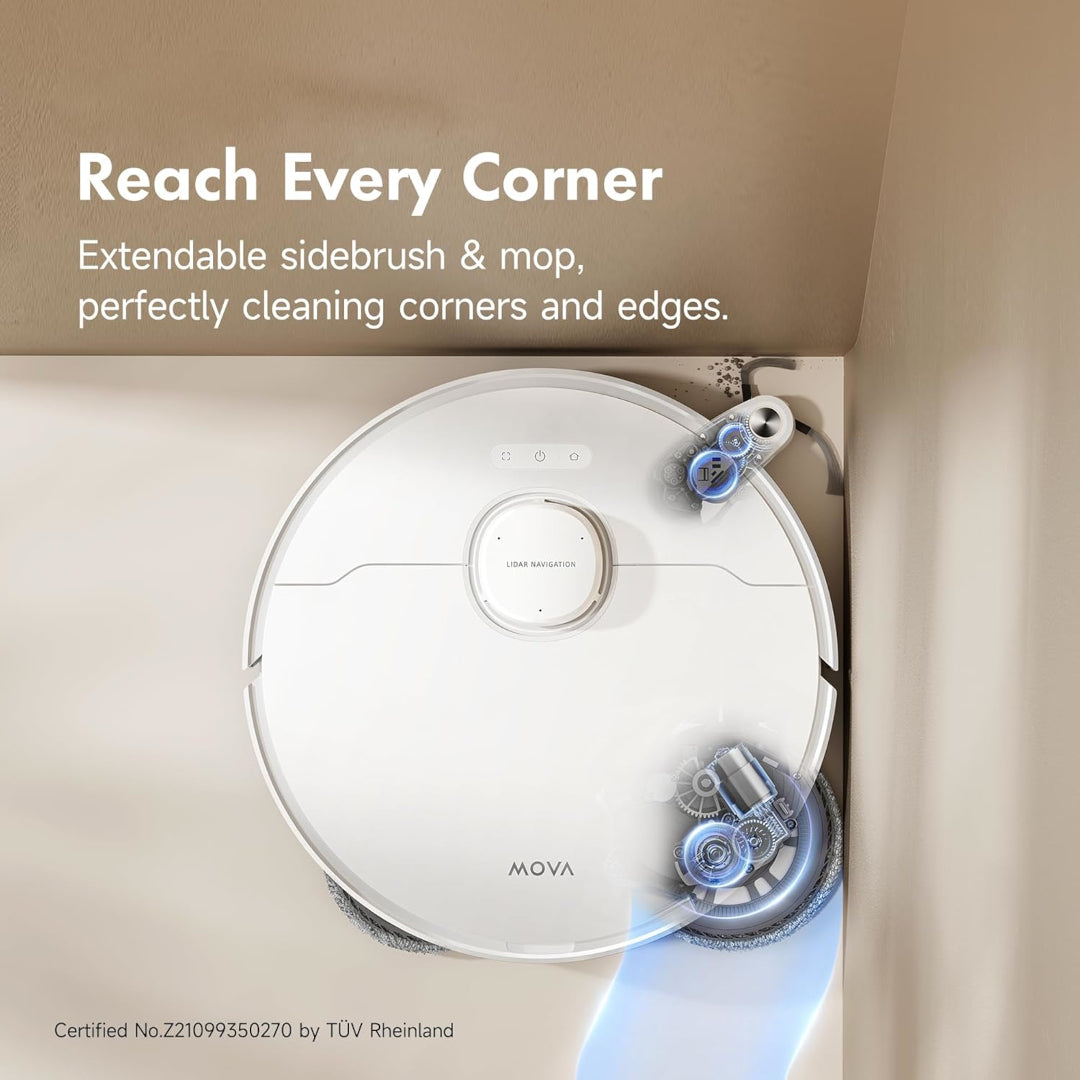 MOVA P10 Pro Ultra Robot Vacuum and Mop 13,000Pa Suction, 140°F Hot Water Auto Mop Washing & Drying, Dual Spinning Extendable Mop,10.5mm Lifting for Carpet, 360°Obstacle Avoidance, App Control
