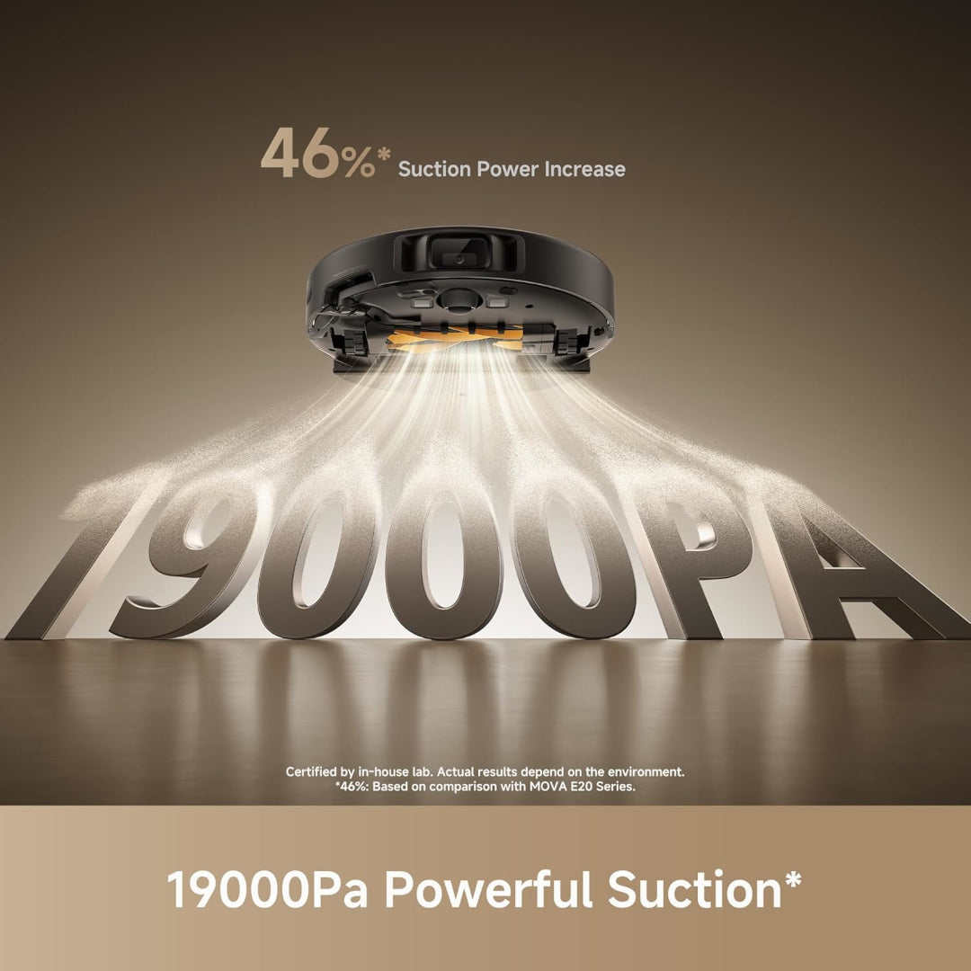 Mova E30 Pro Plus Robot Vacuum and Mop, 19000Pa Powerful Suction, Self-Emptying Base, 5L 90-Day Capacity, Anti-Tangle DuoBrush, Extensive Side Brush Cleaning