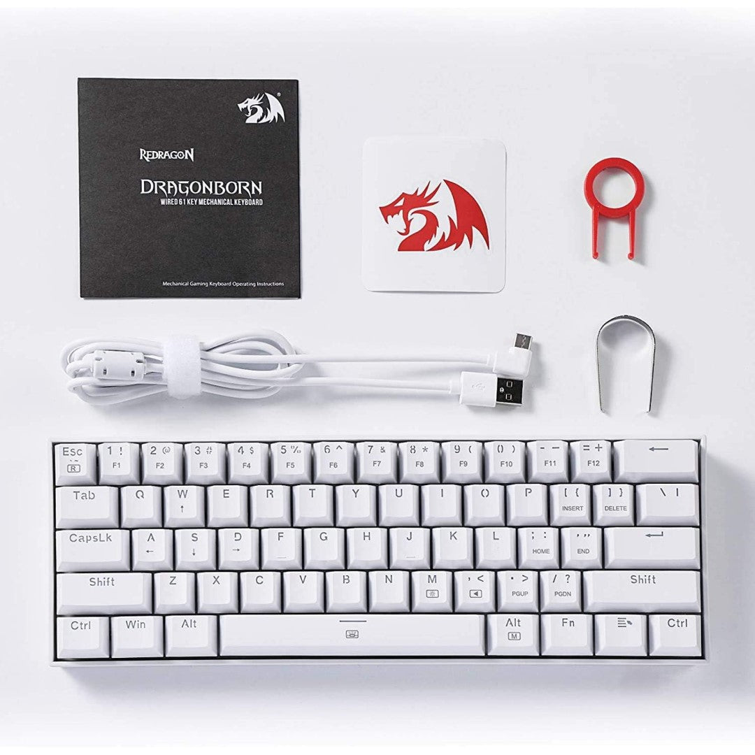 K630 Dragonborn 60% Wired RGB Gaming Keyboard Blue Switch - White