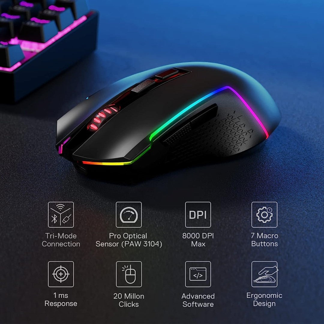 M693 Gaming Mouse RGB 2.4GHz / Bluetooth / Wired - Black