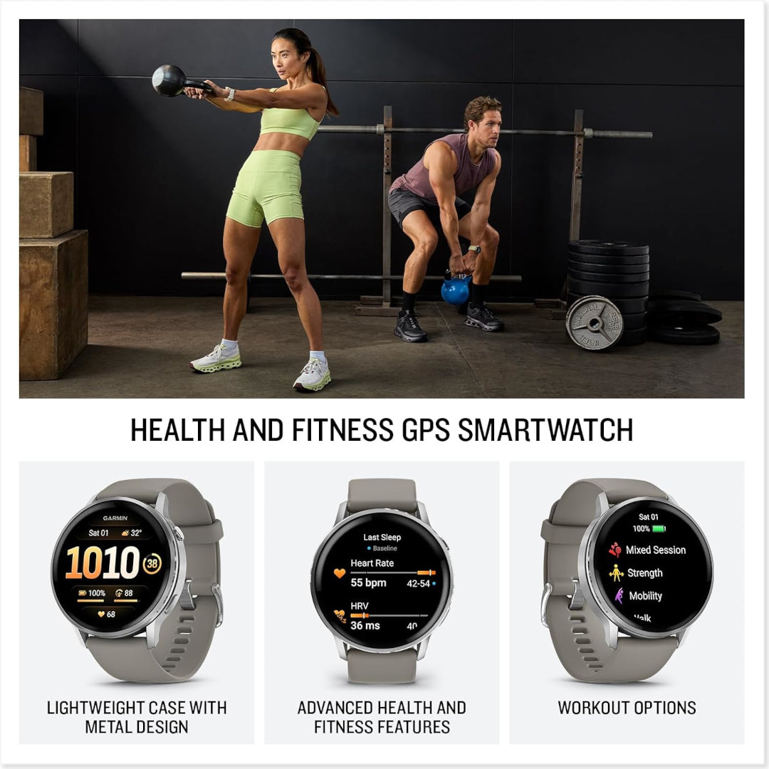 Garmin Venu 4 – 45 mm, Silver with Silver Gray Band