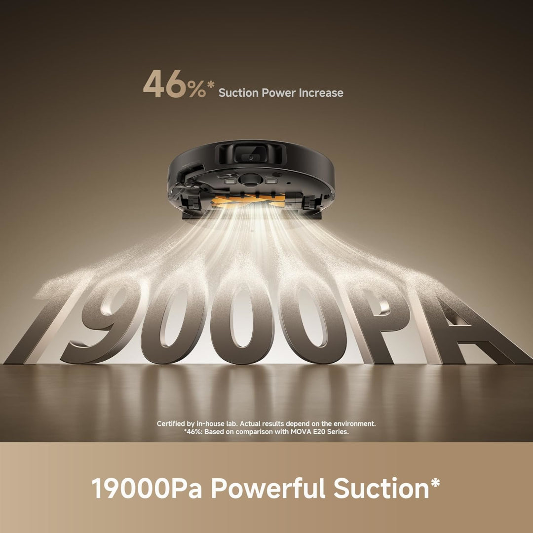 MOVA E30 Pro Robot Vacuum and Mop, 19000Pa Suction Power, Compatible with Alexa, 90 Days Without Emptying Auto-Empty Ideal for Hair, Hard Floor and Carpet, 3DAdapt Obstacle Avoidance