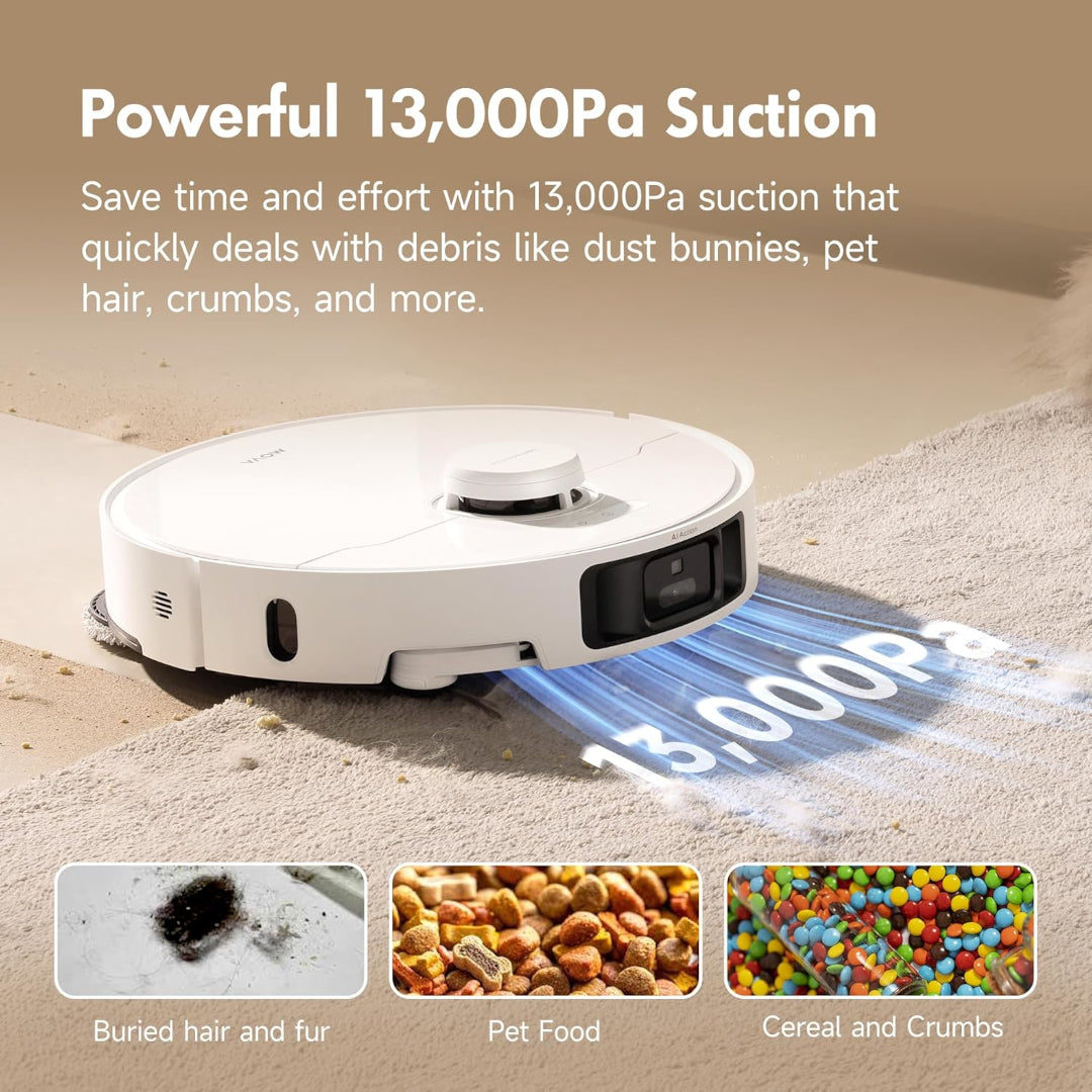 MOVA P10 Pro Ultra Robot Vacuum and Mop 13,000Pa Suction, 140°F Hot Water Auto Mop Washing & Drying, Dual Spinning Extendable Mop,10.5mm Lifting for Carpet, 360°Obstacle Avoidance, App Control