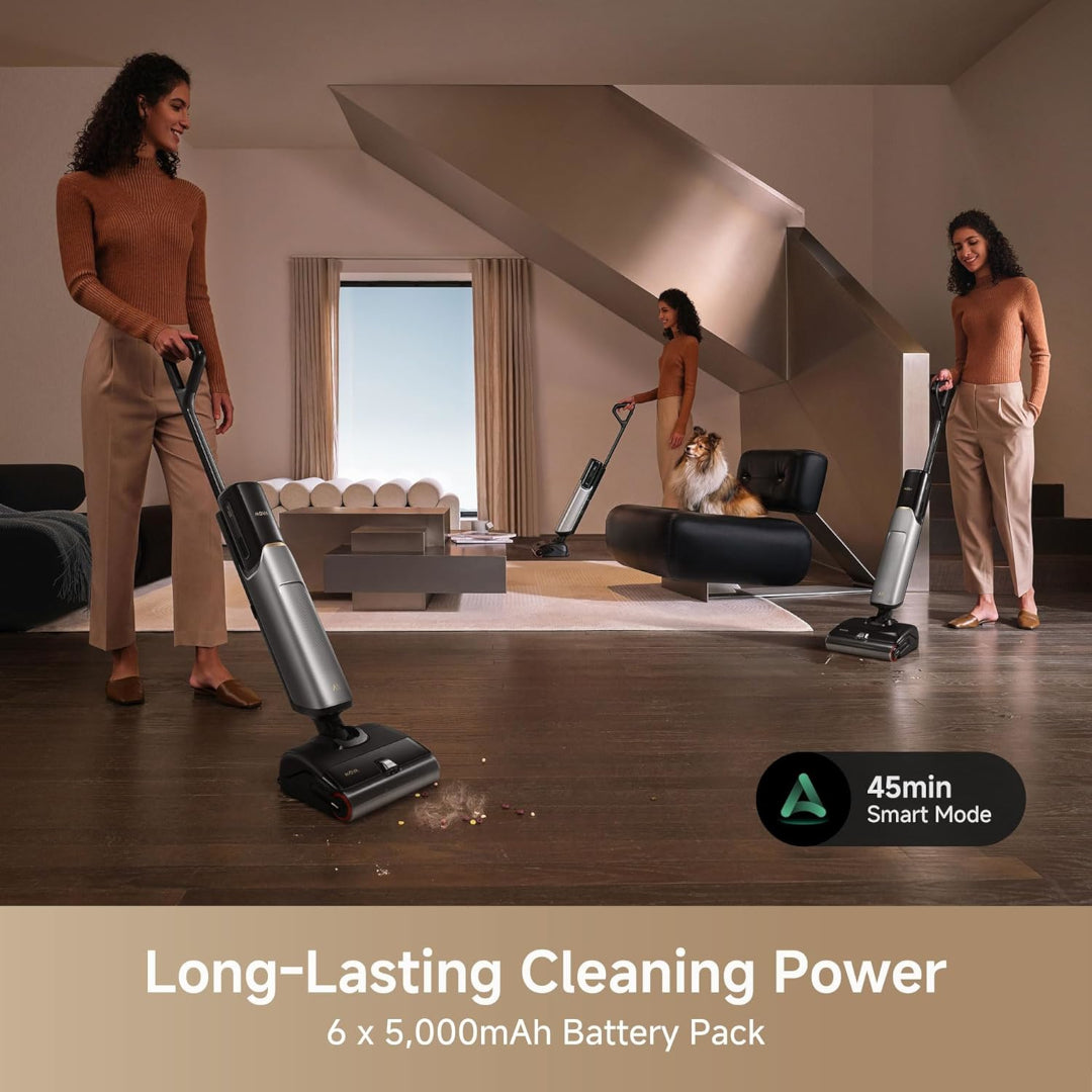 Mova X4 Pro Wet Dry Vaccum Cleaner, Hot Water Mopping, Cordless Vacuum Mop, 212°C Wash & 194°C Dry, Dual-Edge Cleaning, 0 Tangle-Free, 180° Lie Flat, LED Brush Head, Push-in Charging Station