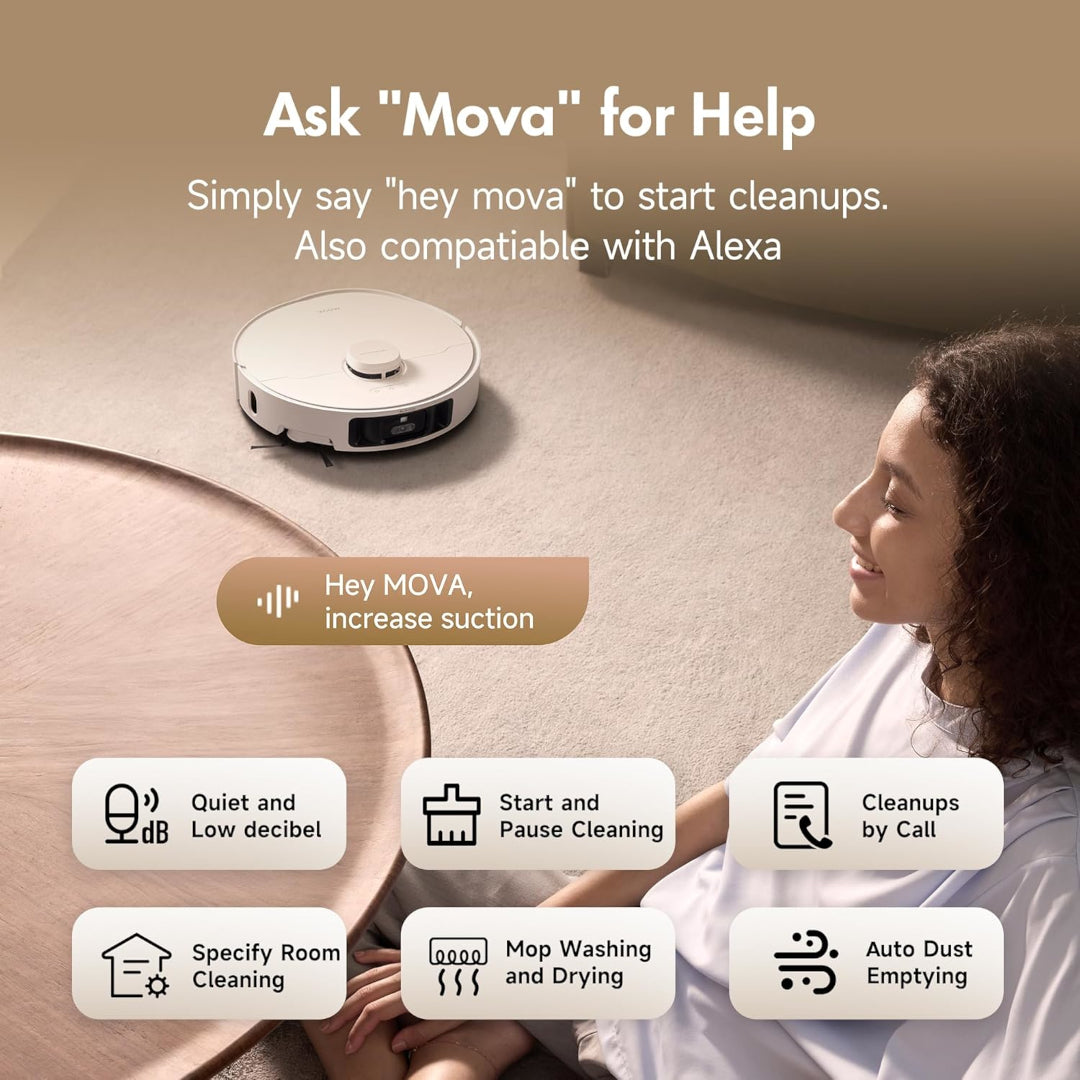 MOVA P10 Pro Ultra Robot Vacuum and Mop 13,000Pa Suction, 140°F Hot Water Auto Mop Washing & Drying, Dual Spinning Extendable Mop,10.5mm Lifting for Carpet, 360°Obstacle Avoidance, App Control