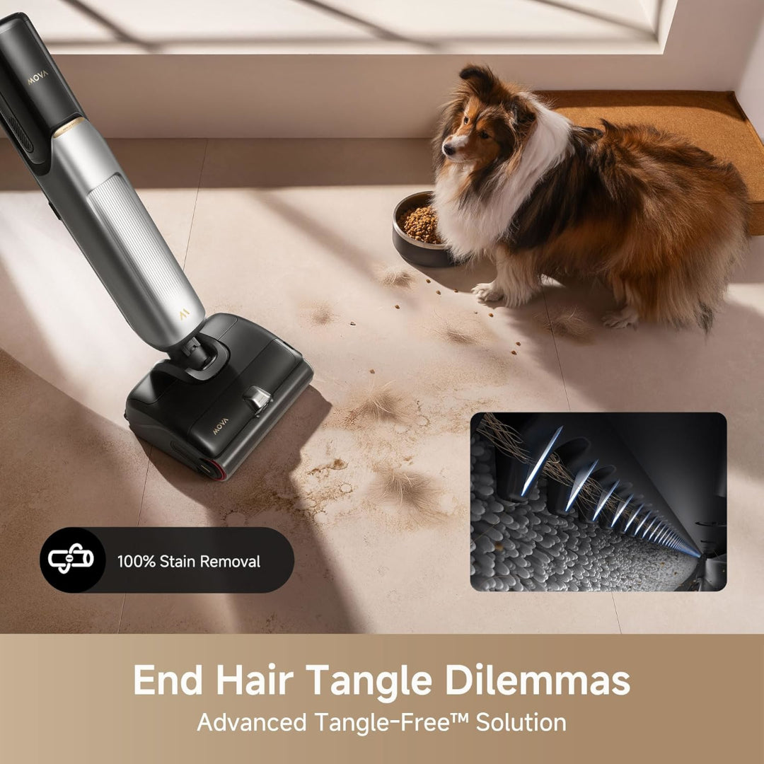 Mova X4 Pro Wet Dry Vaccum Cleaner, Hot Water Mopping, Cordless Vacuum Mop, 212°C Wash & 194°C Dry, Dual-Edge Cleaning, 0 Tangle-Free, 180° Lie Flat, LED Brush Head, Push-in Charging Station