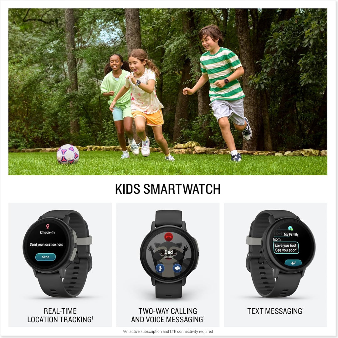 Garmin Bounce™ 2, Kids Smartwatch with Calling, Messaging and Location Tracking Features, Slate Gray