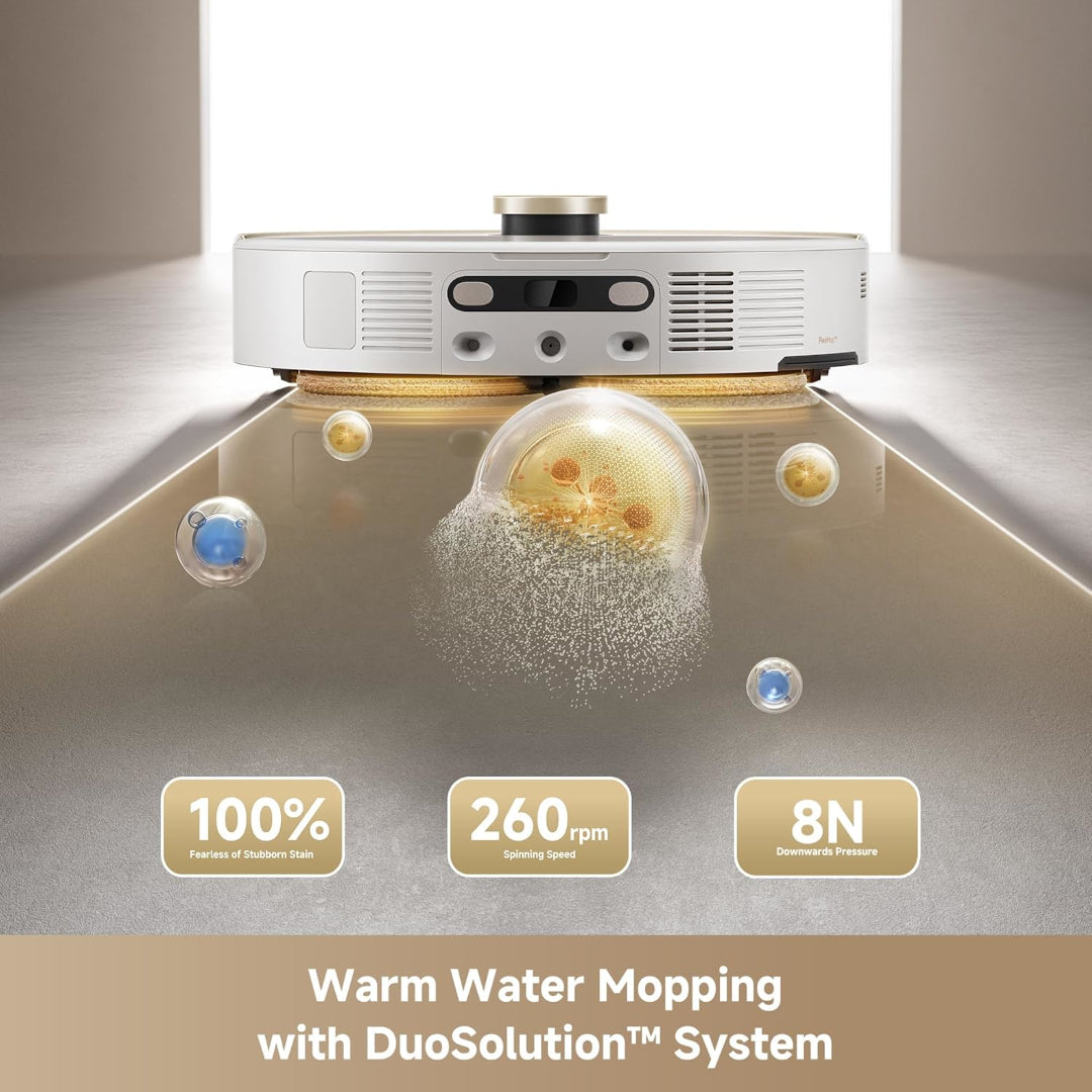 Mova V50 Ultra Complete Robot Vacuum and Mop, 24,000 Pa Suction, Liftable Navigation with 6 cm Obstacle Overcoming and Warm Water Mopping with DuoSolution System for Pets