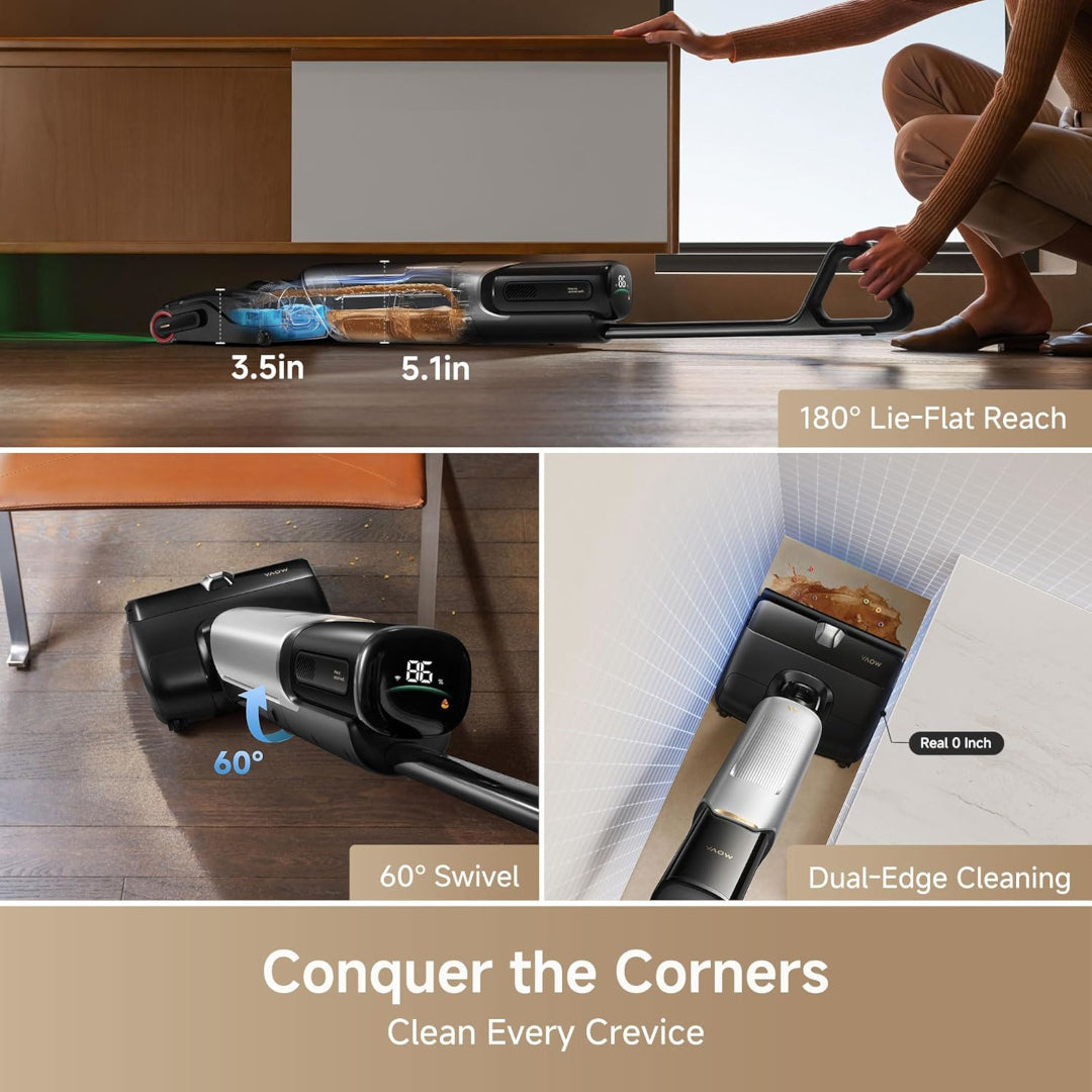 Mova X4 Pro Wet Dry Vaccum Cleaner, Hot Water Mopping, Cordless Vacuum Mop, 212°C Wash & 194°C Dry, Dual-Edge Cleaning, 0 Tangle-Free, 180° Lie Flat, LED Brush Head, Push-in Charging Station