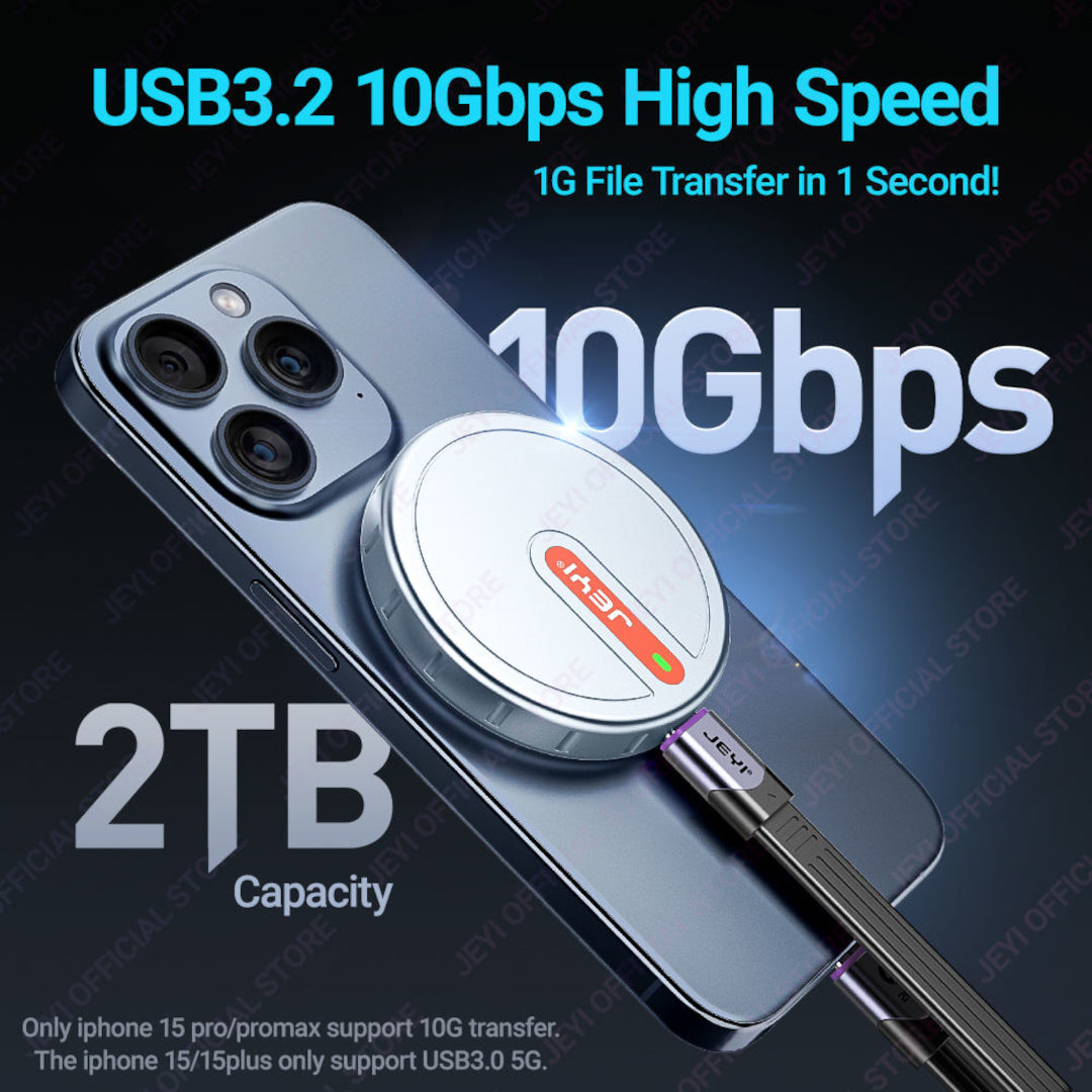 Boîtier SSD M.2 2230 NVMe magnétique USB-C avec Magsafe pour iPhone/Android/PC & Tablet , USB 3.2 10 Gbit/s (Externe) jusqu'à 2TO