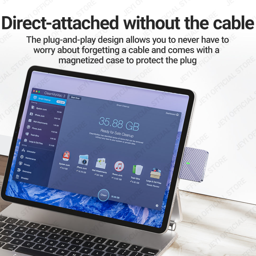 Boîtier SSD JEYI 2230 M.2 NVMe à connexion directe, USB 3.2 10 Gbit/s, boîtier en aluminium avec protection magnétique.