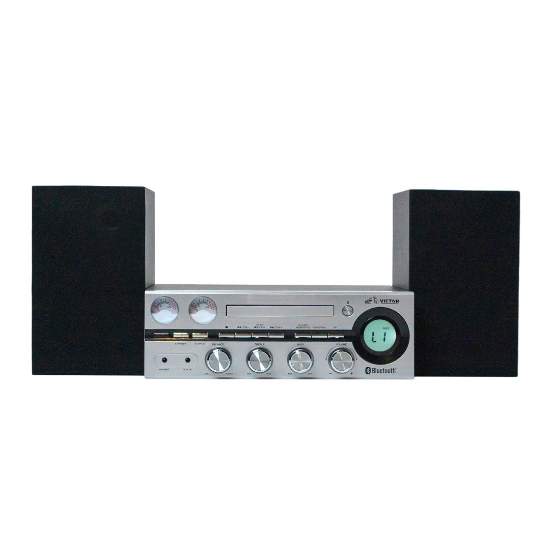 Milwaukee 50 Watt Desktop CD Stereo System with Bluetooth - Silver