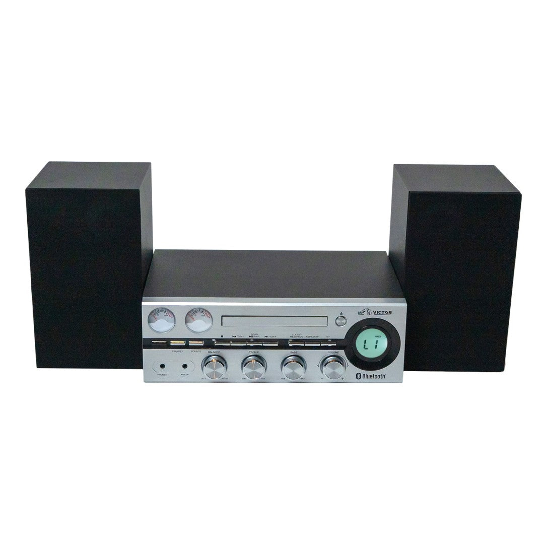 Milwaukee 50 Watt Desktop CD Stereo System with Bluetooth - Silver