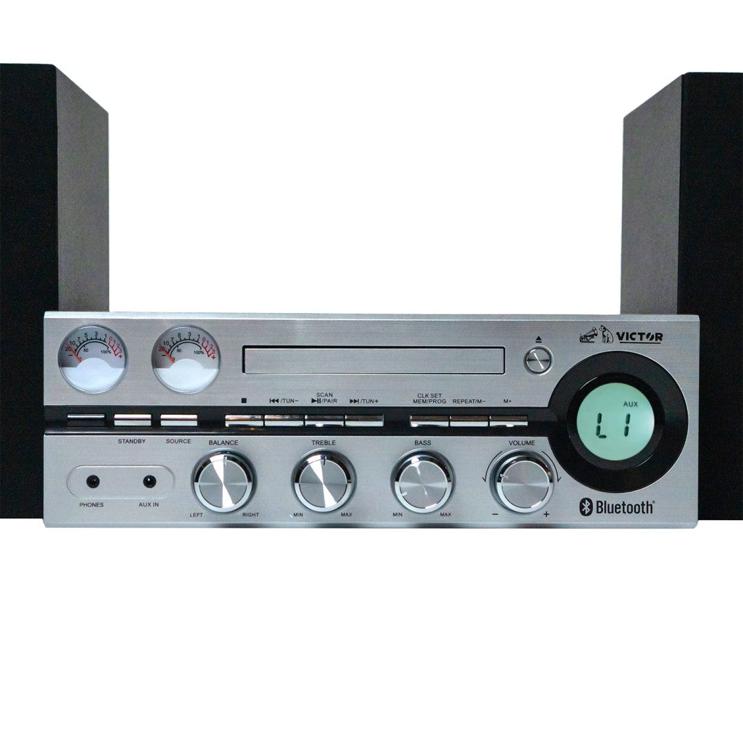 Milwaukee 50 Watt Desktop CD Stereo System with Bluetooth - Silver