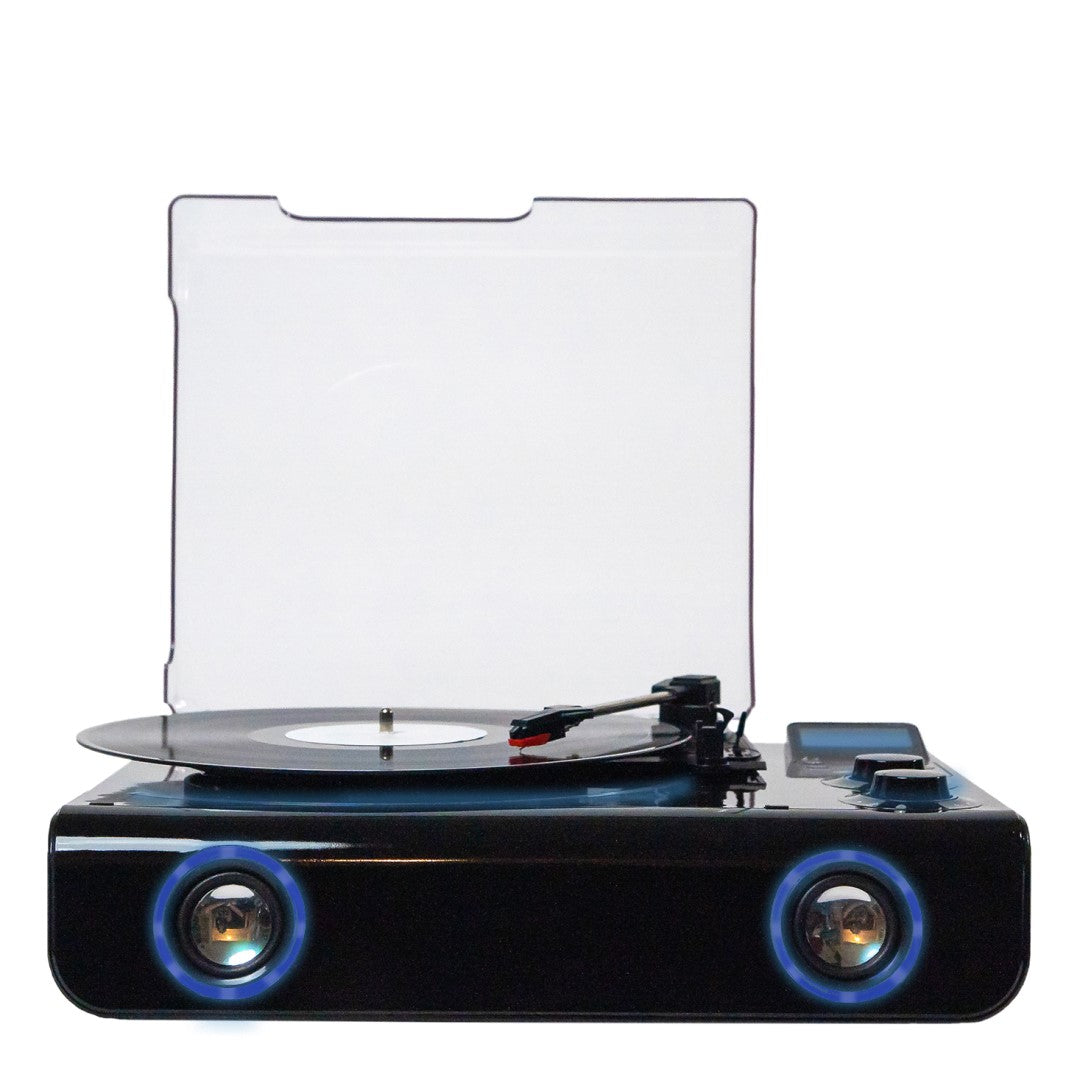 Beacon 5-in-1 Turntable System with Blue LED Accent Lighting Black