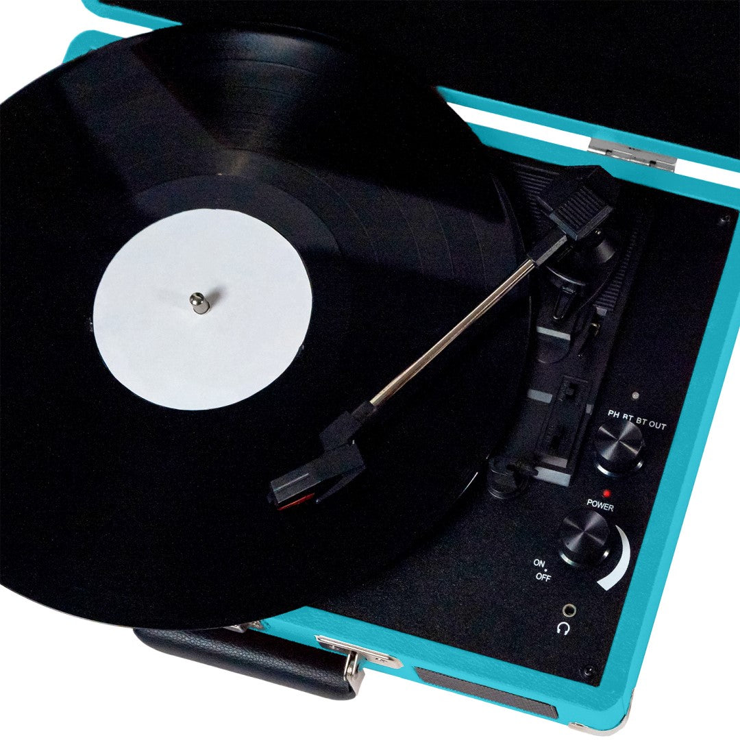 Metro Dual Bluetooth Suitcase Turntable - Turquoise