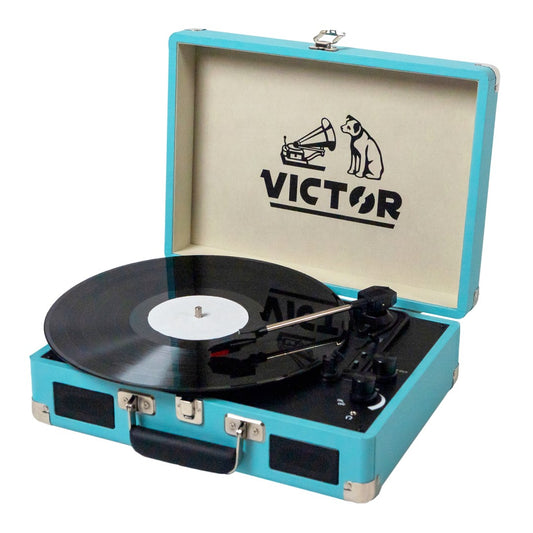 Metro Dual Bluetooth Suitcase Turntable - Turquoise