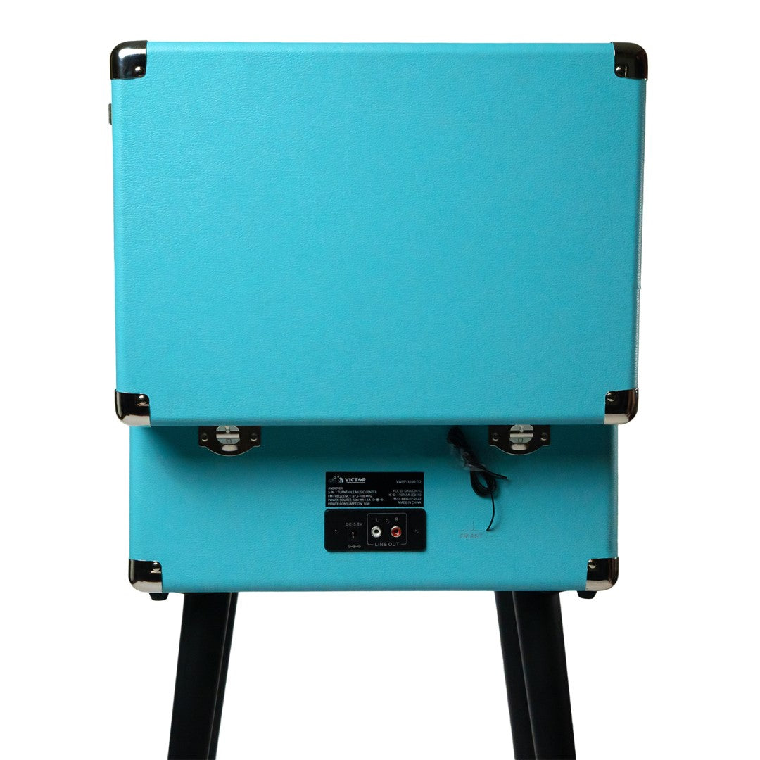 Record Turntable - Andover 5 in 1 Music Center with Chair Height Legs Turquoise