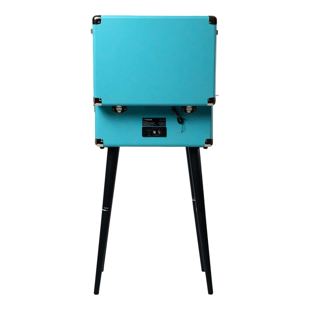 Record Turntable - Andover 5 in 1 Music Center with Chair Height Legs Turquoise