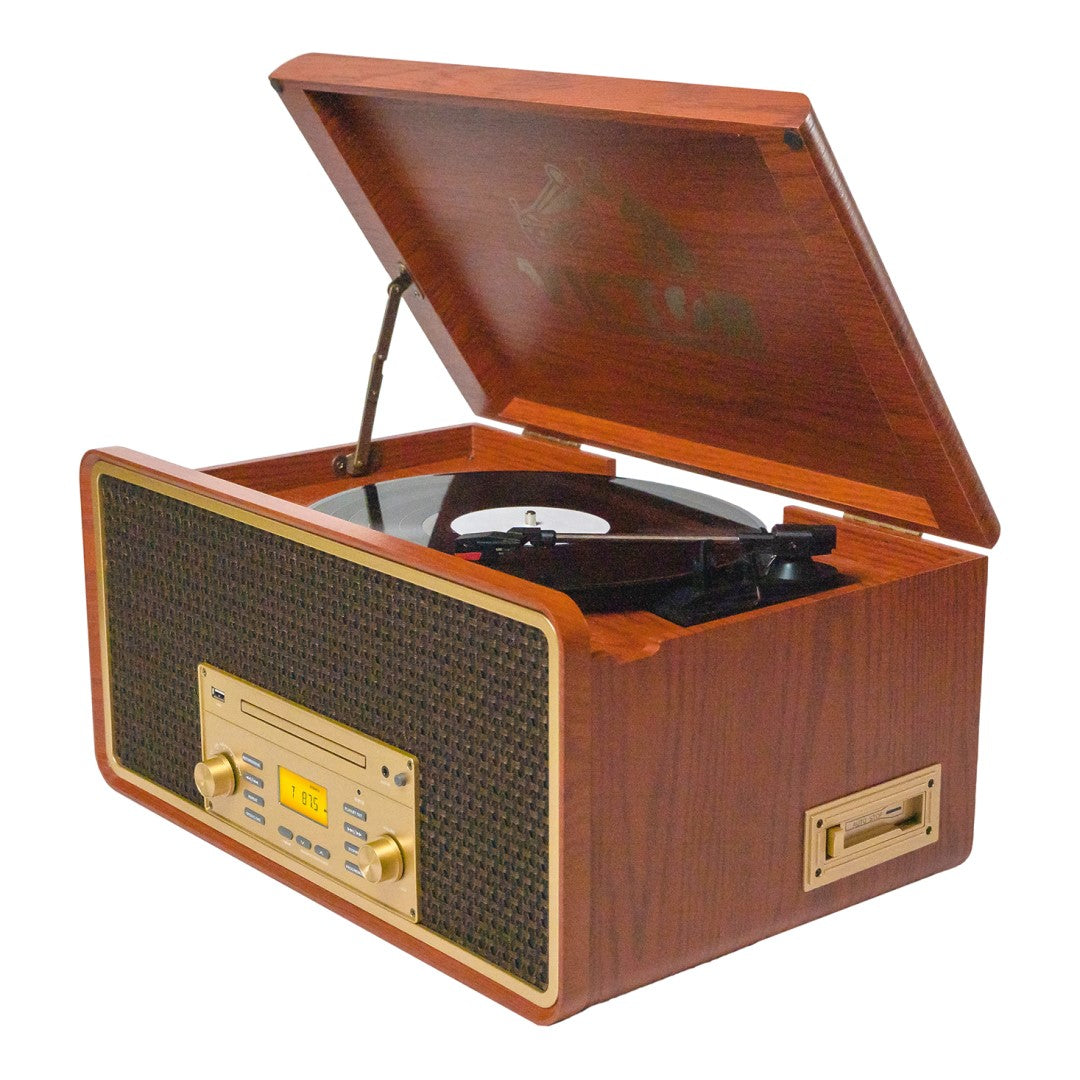 Monument 8-in-1 Three Speed Turntable with Dual Bluetooth - Mahogany