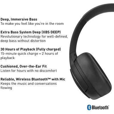 Panasonic M-Series Premium Mighty Bass Headphone Bluetooth  - Black