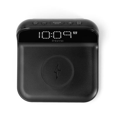 iHome - Bluetooth Alarm Clock with USB and Qi wireless charging - Black